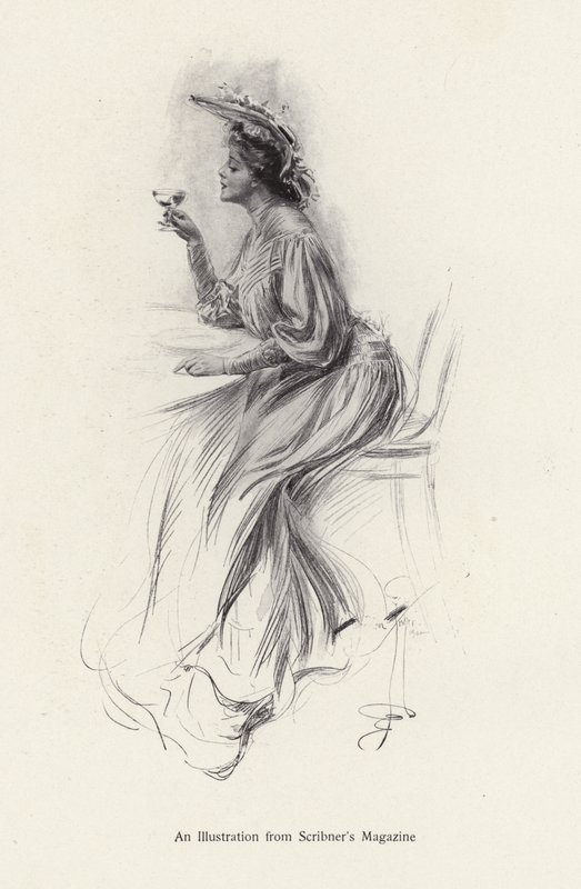 Woman with a drink by Harrison Fisher