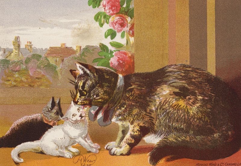 Puss and Her Kittens by Harrison William Weir