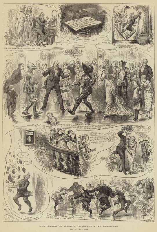 The March of Science, Electricity at Christmas by Harry Furniss