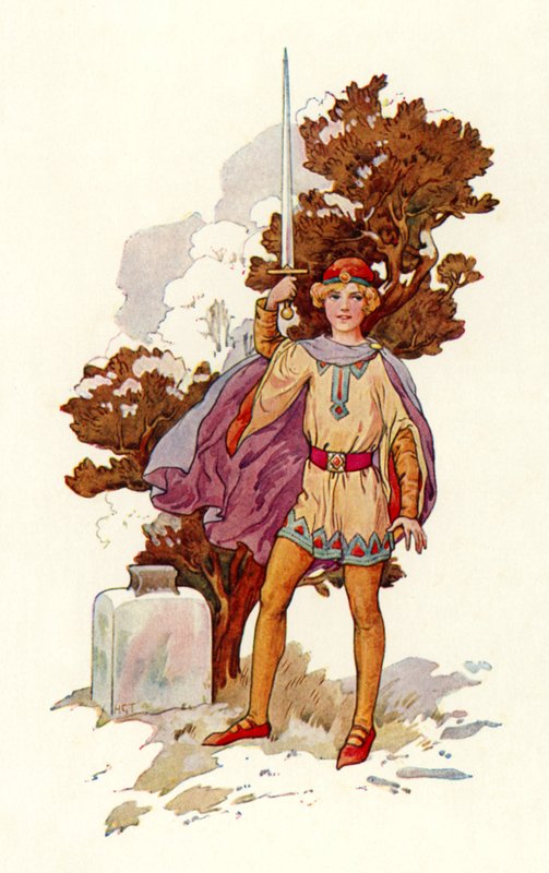 Arthur with Excalibur by Harry George Theaker