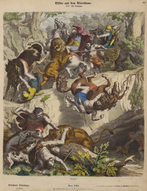 Carthaginian lion hunt by Heinrich Leutemann
