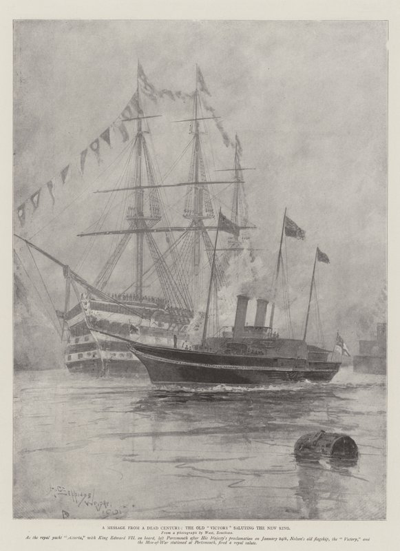 A Message from a Dead Century, the Old Victory Saluting the New King by Henry Charles Seppings Wright