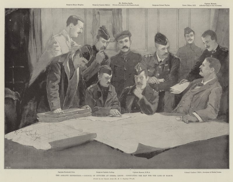 The Ashanti Expedition, Council of Officers at Sierra Leone, Consulting the Map for the Line of March by Henry Charles Seppings Wright