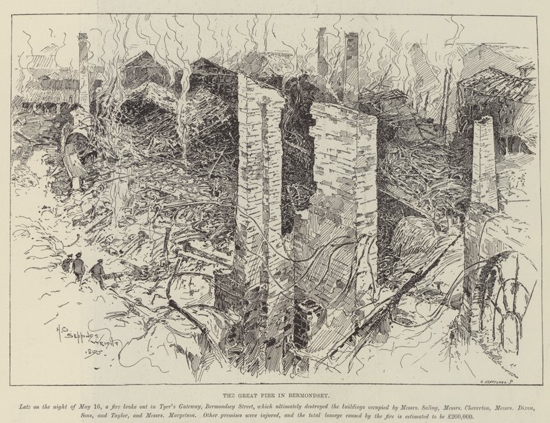 The Great Fire in Bermondsey by Henry Charles Seppings Wright