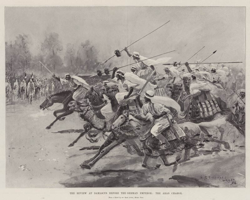 The Review at Damascus Before the German Emperor, the Arab Charge by Henry Charles Seppings Wright