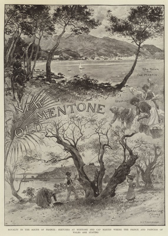 Royalty in South of France, Sketches at Mentone and Cap Martin where the Prince and Princess of Wales are staying by Henry Edward Tidmarsh