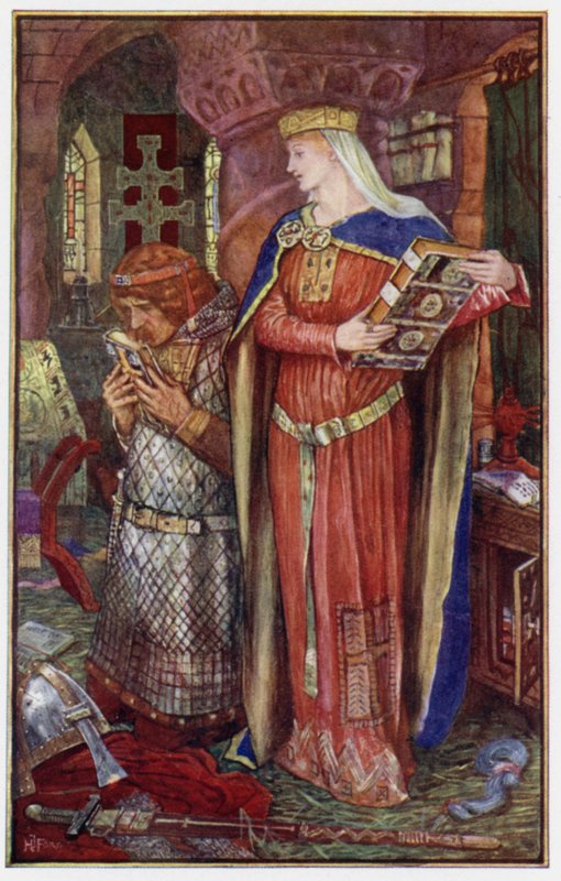 Although He Could Not Read, He Would Turn Over and Examine Her Books, and Kiss Those Which He Liked Best by Henry Justice Ford