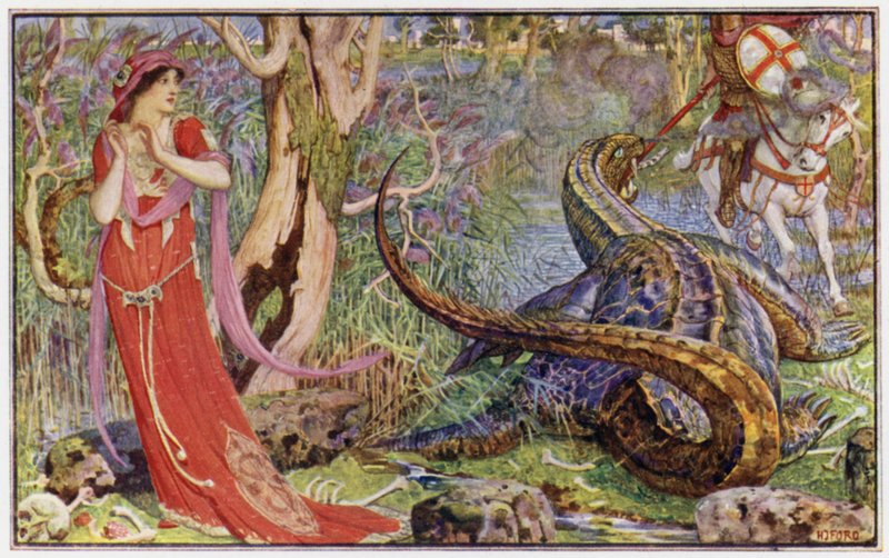 St George Rescues the Princess from the Horrible Dragon by Henry Justice Ford