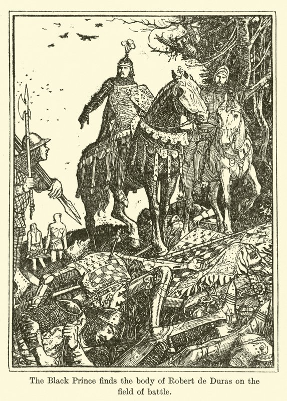 The Black Prince Finds the Body of Robert de Duras on the Field of Battle by Henry Justice Ford