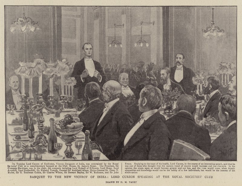 Banquet to the New Viceroy of India, Lord Curzon speaking at the Royal Societies