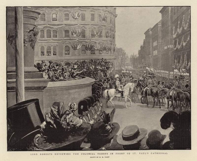 Lord Roberts reviewing the Colonial Troops in front of St Paul