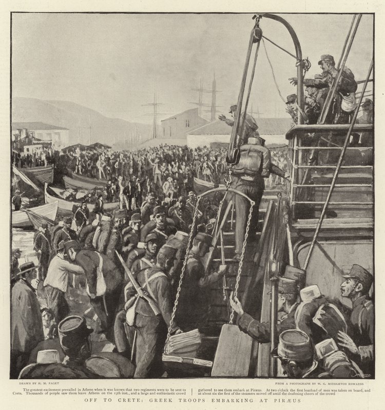 Off to Crete, Greek Troops embarking at Piraeus by Henry Marriott Paget