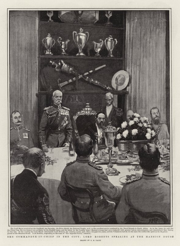 The Commander-in-Chief in the City, Lord Roberts speaking at the Mansion House by Henry Marriott Paget