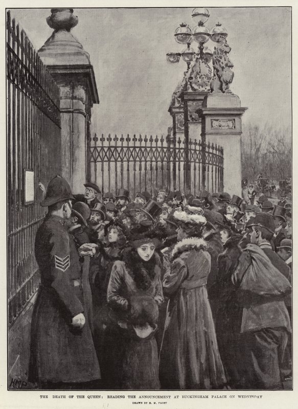 The Death of the Queen, reading the Announcement at Buckingham Palace on Wednesday by Henry Marriott Paget