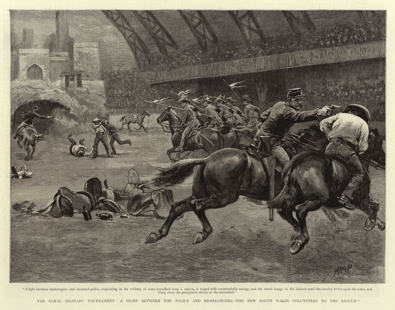 The Royal Military Tournament, a Fight between the Police and Bushrangers, the New South Wales Volunteers to the Rescue by Henry Marriott Paget