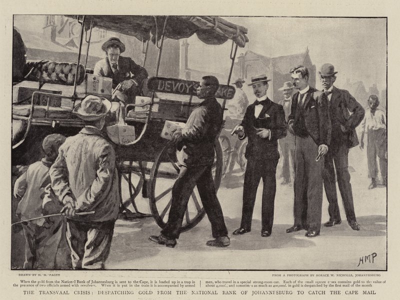 The Transvaal Crisis, Despatching Gold from the National Bank of Johannesburg to Catch the Cape Mail by Henry Marriott Paget
