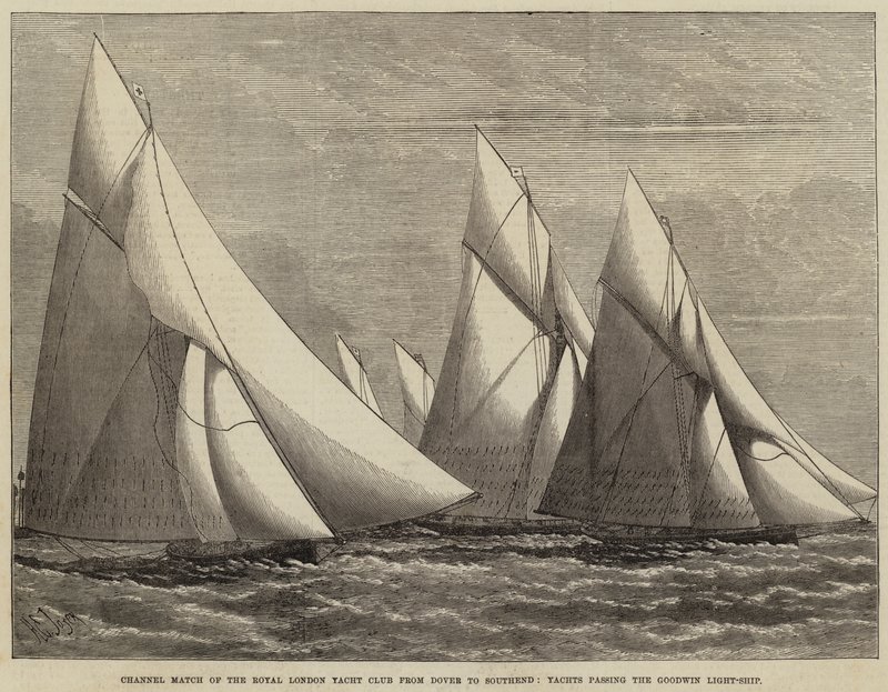 Channel Match of the Royal London Yacht Club from Dover to Southend, Yachts Passing the Goodwin Light-Ship by Henry Spernon Tozer