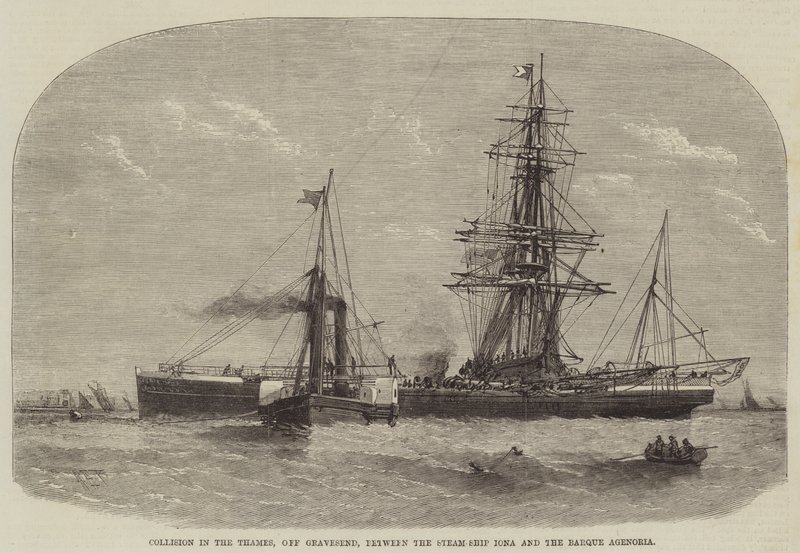 Collision in the Thames, off Gravesend, between the Steam-Ship Iona and the Barque Agenoria by Henry Spernon Tozer