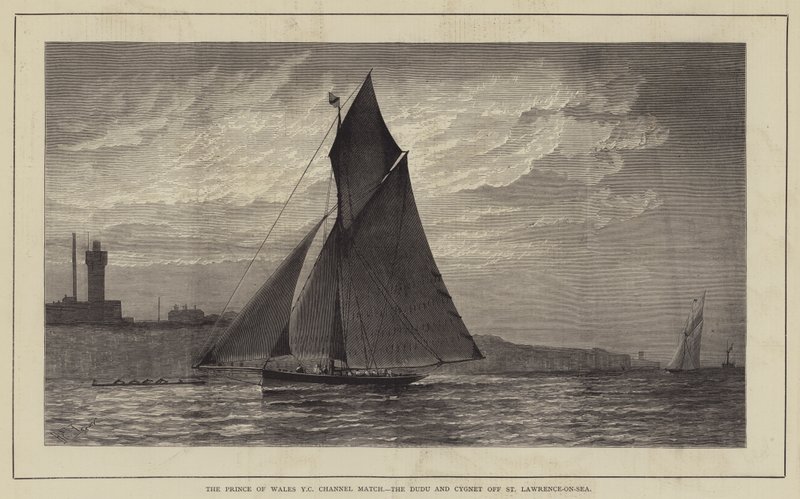 The Prince of Wales Yacht Club Channel Match, the Dudu and Cygnet off St Lawrence-on-Sea by Henry Spernon Tozer