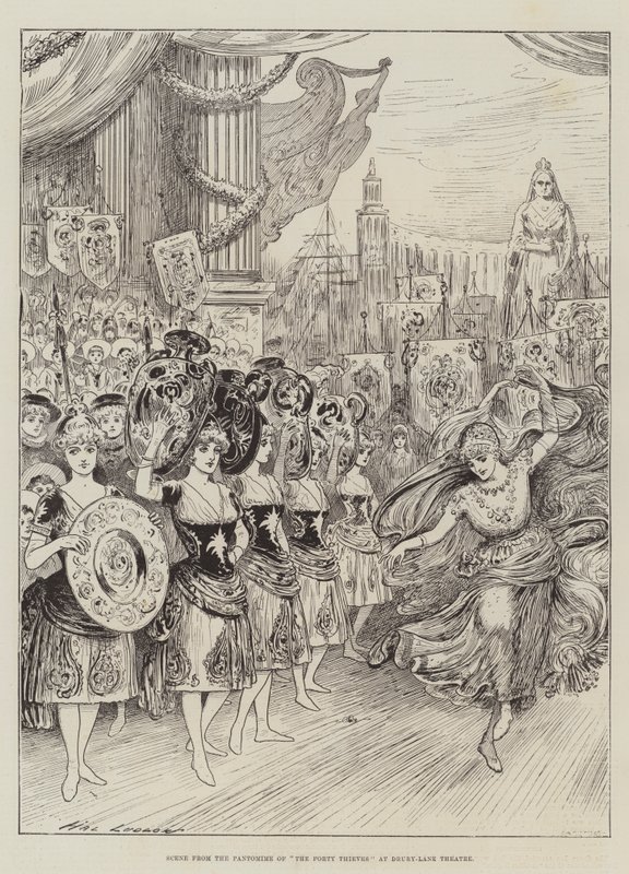 Scene from the Pantomime of The Forty Thieves at Drury-Lane Theatre by Henry Stephen Ludlow
