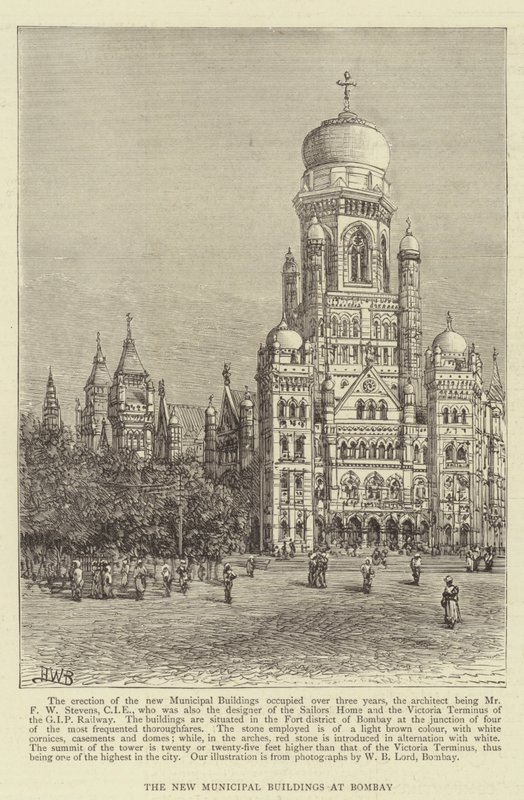 The New Municipal Buildings at Bombay by Henry William Brewer