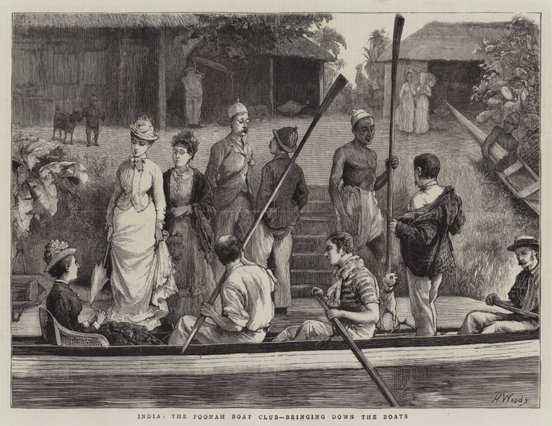 India, the Poonah Boat Club, Bringing Down the Boats by Henry Woods