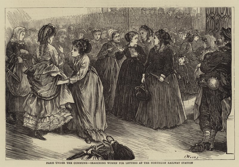 Paris under the Commune, searching Women for Letters at the Northern Railway Station by Henry Woods