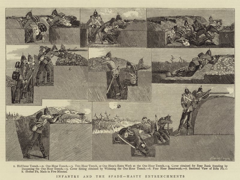 Infantry and the Spade, Hasty Entrenchments by Henry Payne
