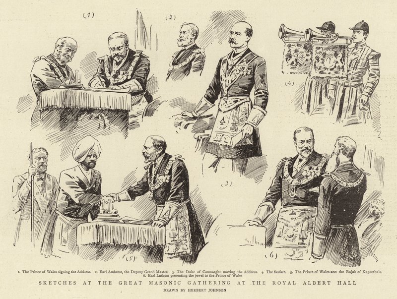 Sketches at the Great Masonic gathering at the Royal Albert Hall by Herbert Johnson