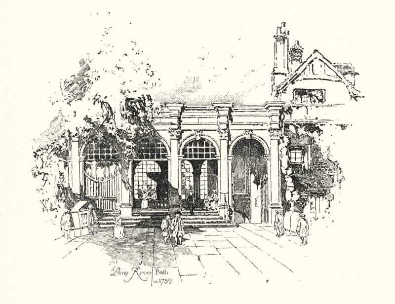 Pump Room, Bath, in 1739 by Herbert (after) Railton