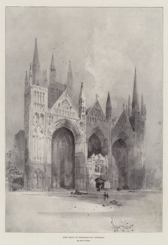 West Front of Peterborough Cathedral by Herbert Railton