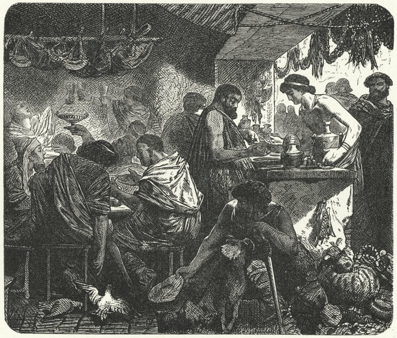 Scene in a Tavern in Ancient Rome by Hermann Vogel