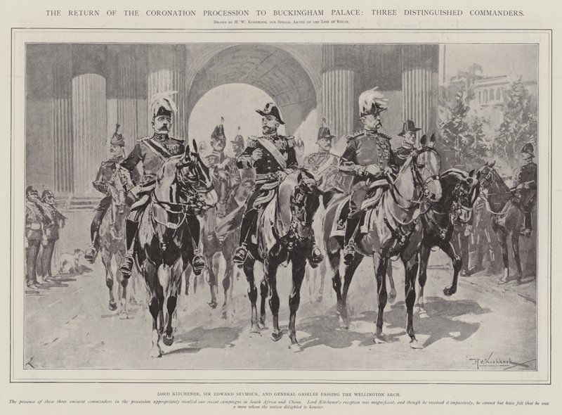 The Return of the Coronation Procession to Buckingham Palace, Three Distinguished Commanders by Hermanus Willem Koekkoek