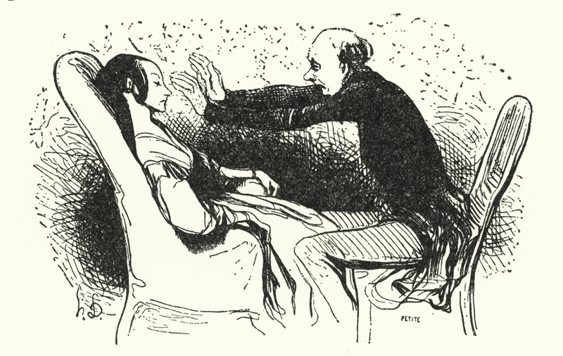 The hypnotist by Honore (after) Daumier