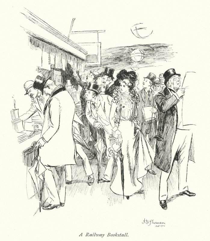 London: A Railway Bookstall by Hugh Thomson