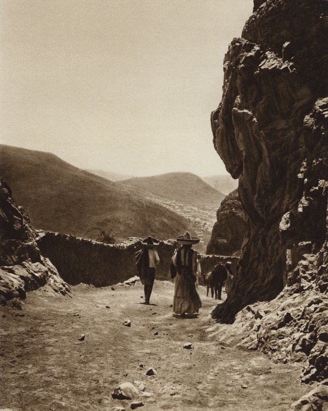 Mexico: Street through Pachuca by Hugo Brehme