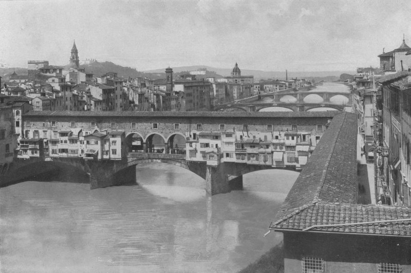 Florence, View of the Three Bridges by Italian Photographer