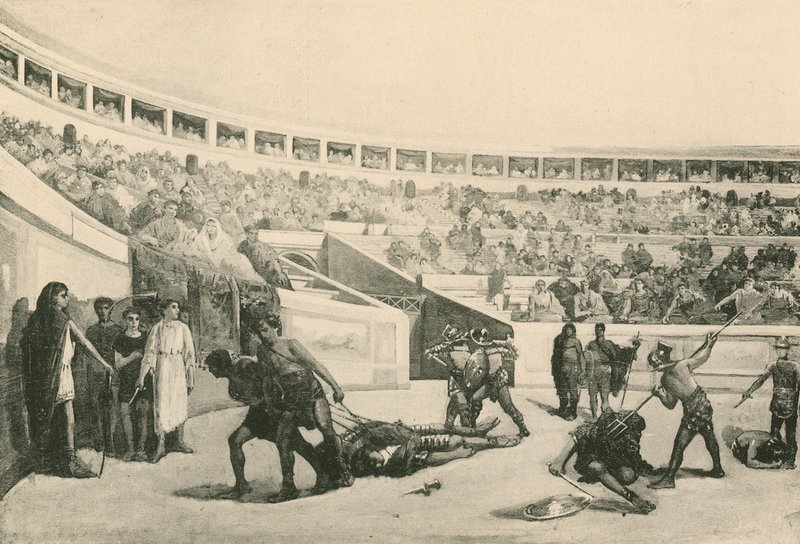 A Gladiator Fight in the Amphitheatre by Italian School