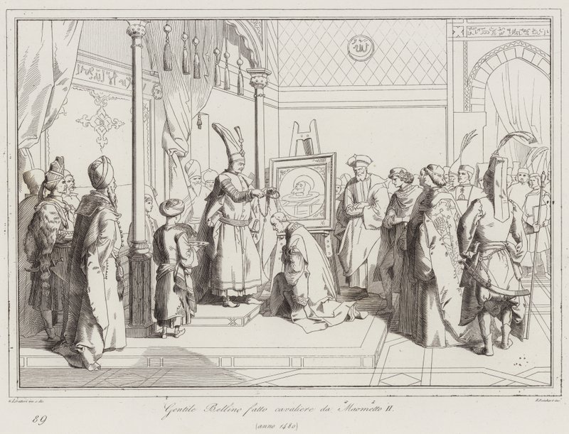 Gentile Bellini Knighted by Mehmed II by Italian School