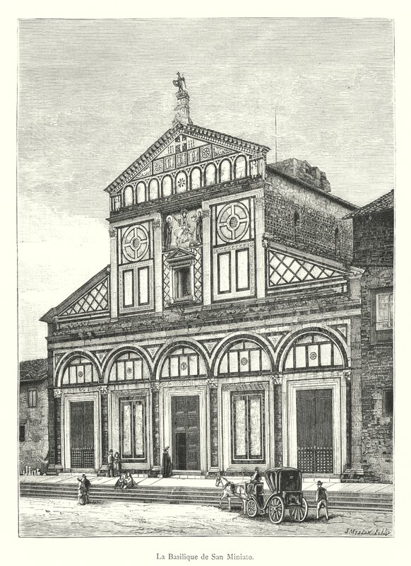 The Basilica of San Miniato (engraving) by Italian School