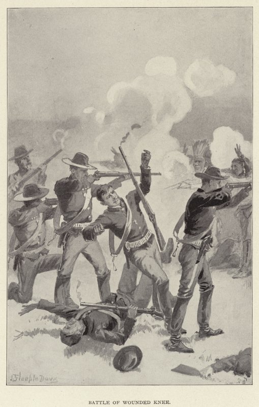 Battle of Wounded Knee by J. (after) Steeple Davis