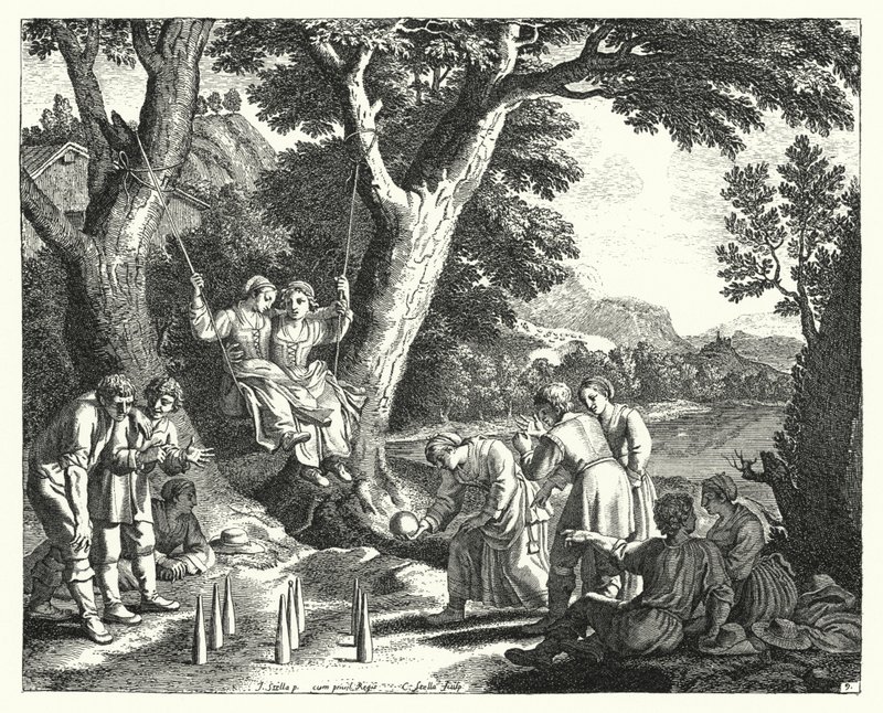 Peasants relaxing (engraving) by Jacques Stella