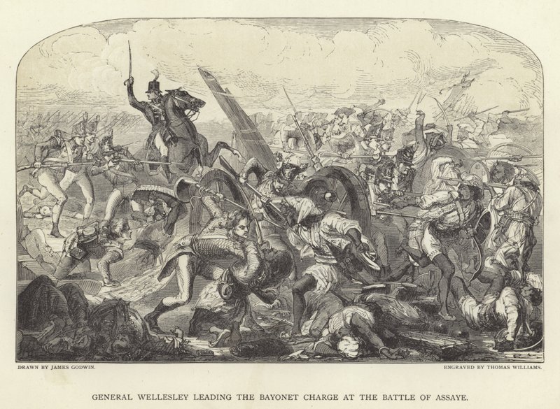 General Wellesley leading the bayonet charge at the Battle of Assaye by James Godwin