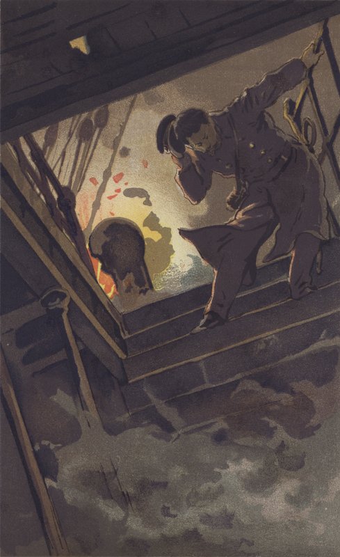 Commander Hirose searching Warrant-Officer Sugino by Japanese School