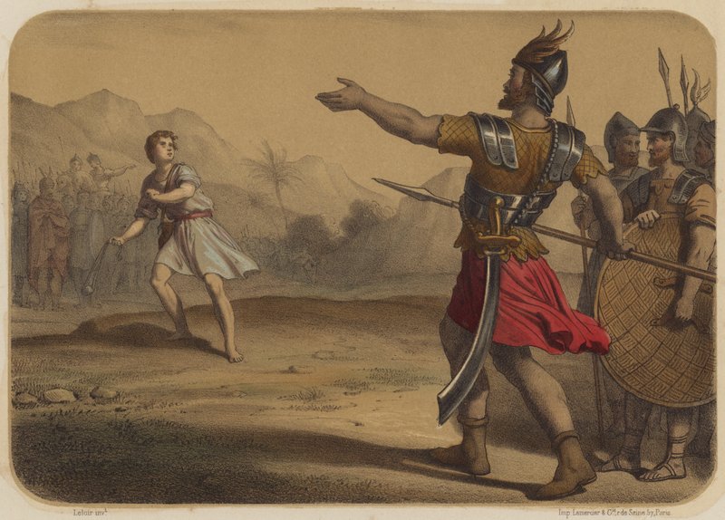 Goliath Challenges David by Jean Baptiste Auguste Leloir