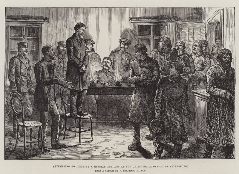 Attempting to Identify a Russian Nihilist at the Chief Police Office, St Petersburg by Johann Nepomuk Schonberg
