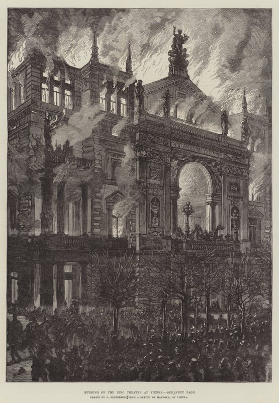 Burning of the Ring Theatre at Vienna by Johann Nepomuk Schonberg