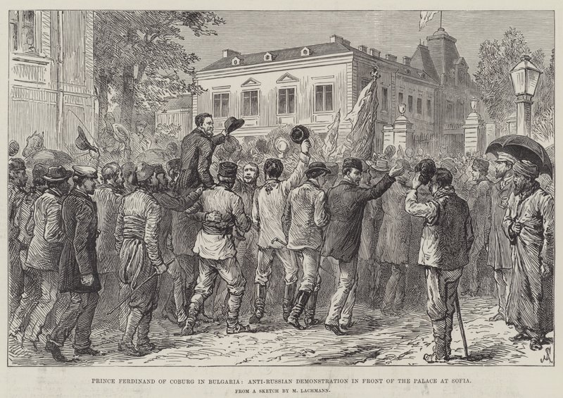 Prince Ferdinand of Coburg in Bulgaria, Anti-Russian Demonstration in Front of the Palace at Sofia by Johann Nepomuk Schonberg