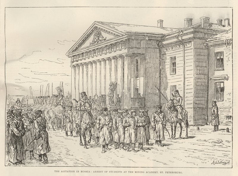 The Agitation in Russia, Arrest of Students at the Mining Academy, St Petersburg by Johann Nepomuk Schonberg