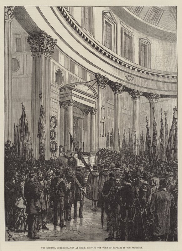 The Raphael Commemoration at Rome, visiting the Tomb of Raphael in the Pantheon by Johann Nepomuk Schonberg